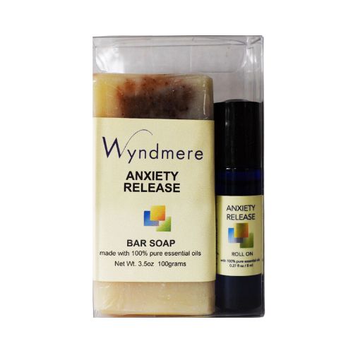 Wyndmere Anxiety Release soap and roll-on in a clear gift box