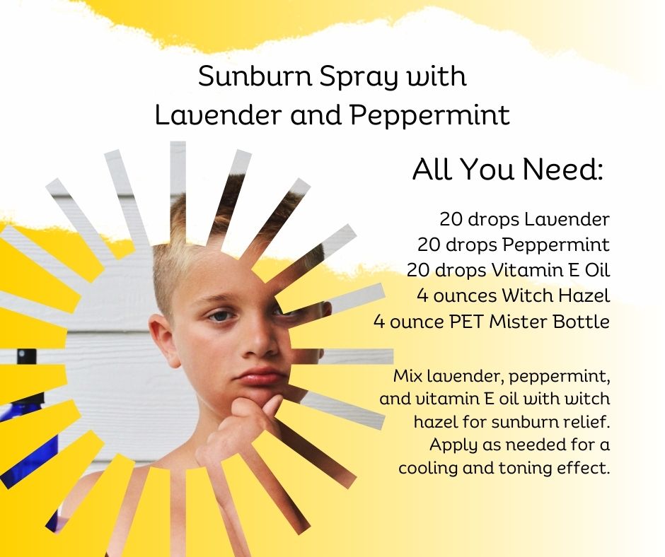 Wyndmere Sunburn Spray bundle. Includes a 10ml bottle of Lavender and Peppermint as well as a 4oz PET bottle with mist sprayer.