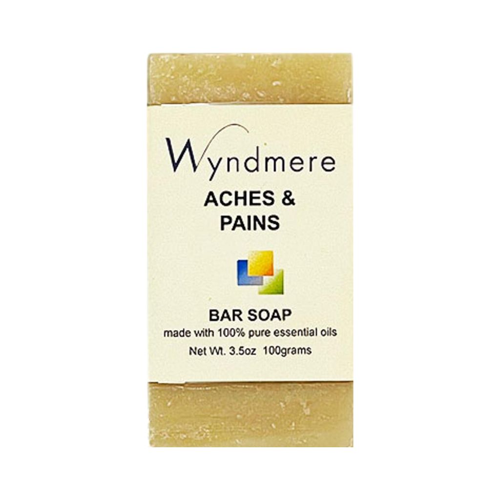 Handcrafted, hand-cut bar of Wyndmere Aches & Pains soap