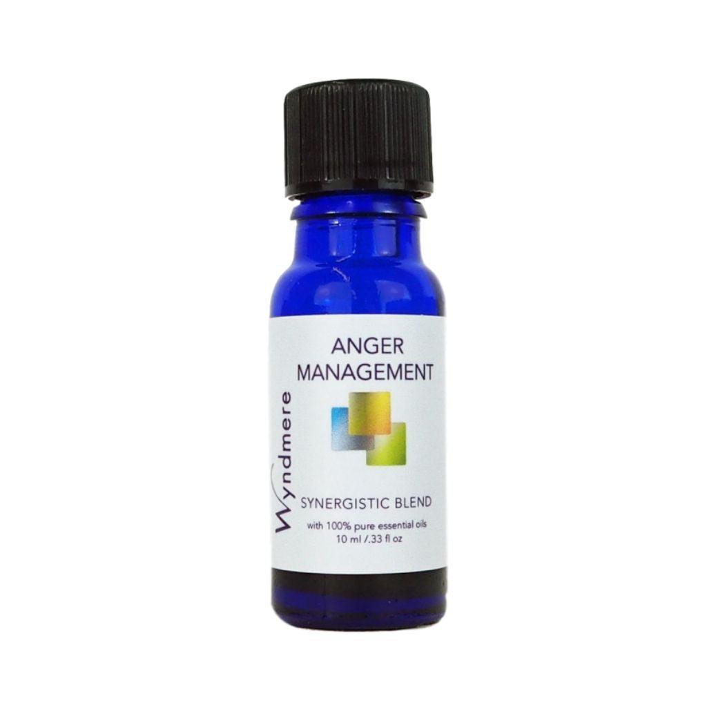 10ml cobalt blue bottle of Anger Management blend of the best calming essential oils to use when frustrated