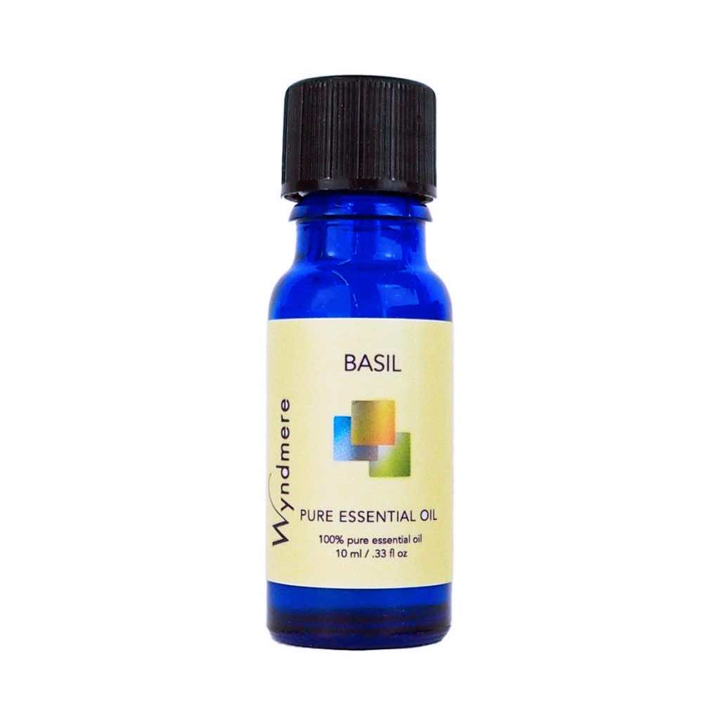 Basil - 10ml blue bottle of Wyndmere Basil Essential Oil that has a warm, aniseed-like aroma