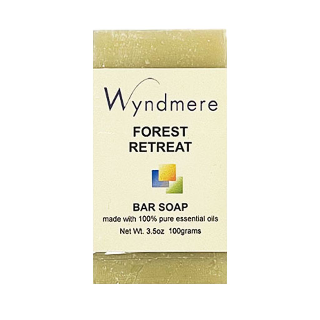 A bar of Forest Retreat soap made with essential oils that help you find inner peace