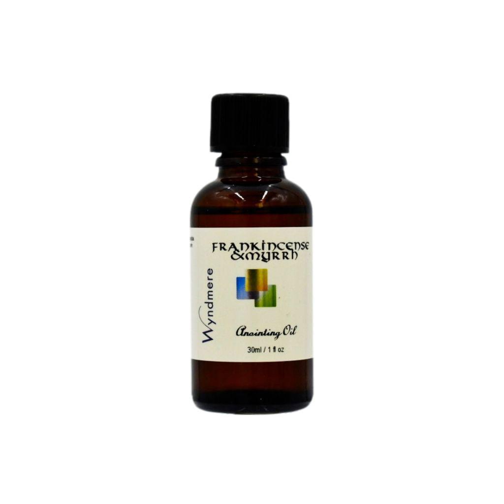 1oz amber bottle of Frankincense & Myrrh Anointing Oil, a blend of Frankincense & Myrrh essential oils diluted in jojoba