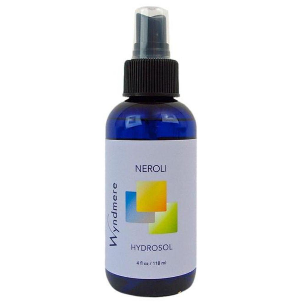 4oz cobalt blue bottle of Neroli floral water, a true hydrosol. Also known as Orange Blossom.