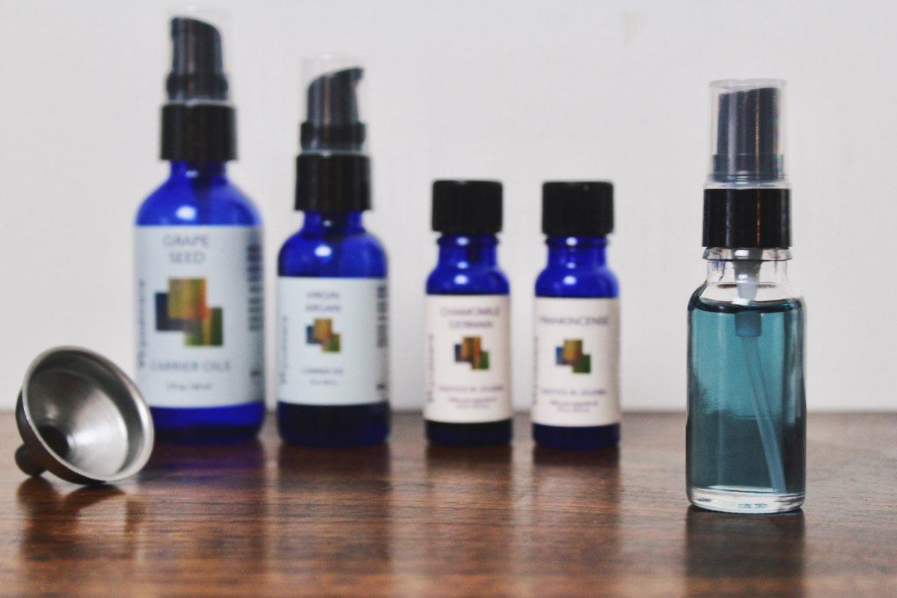 Bottles of Wyndmere oils for DIY beard oil