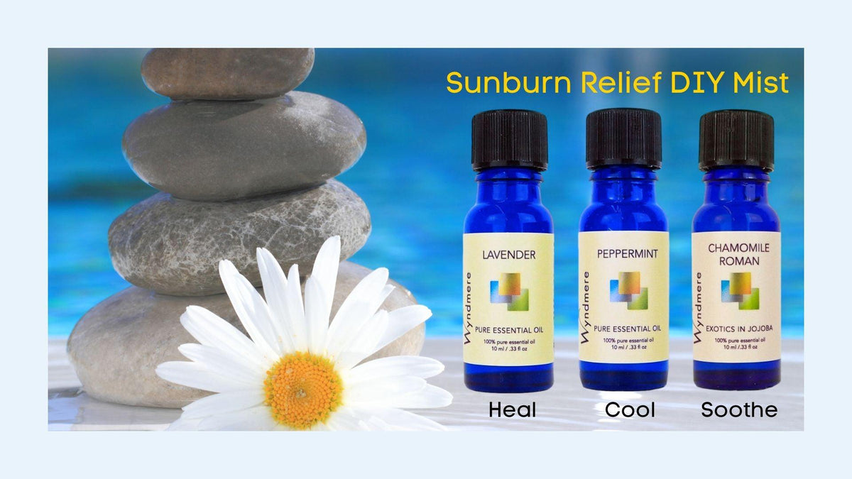 Build your own summer essential first aid kit with Lavender, Peppermint and Chamomile. Outdoor pool with rocks and daisy flower. Wyndmere