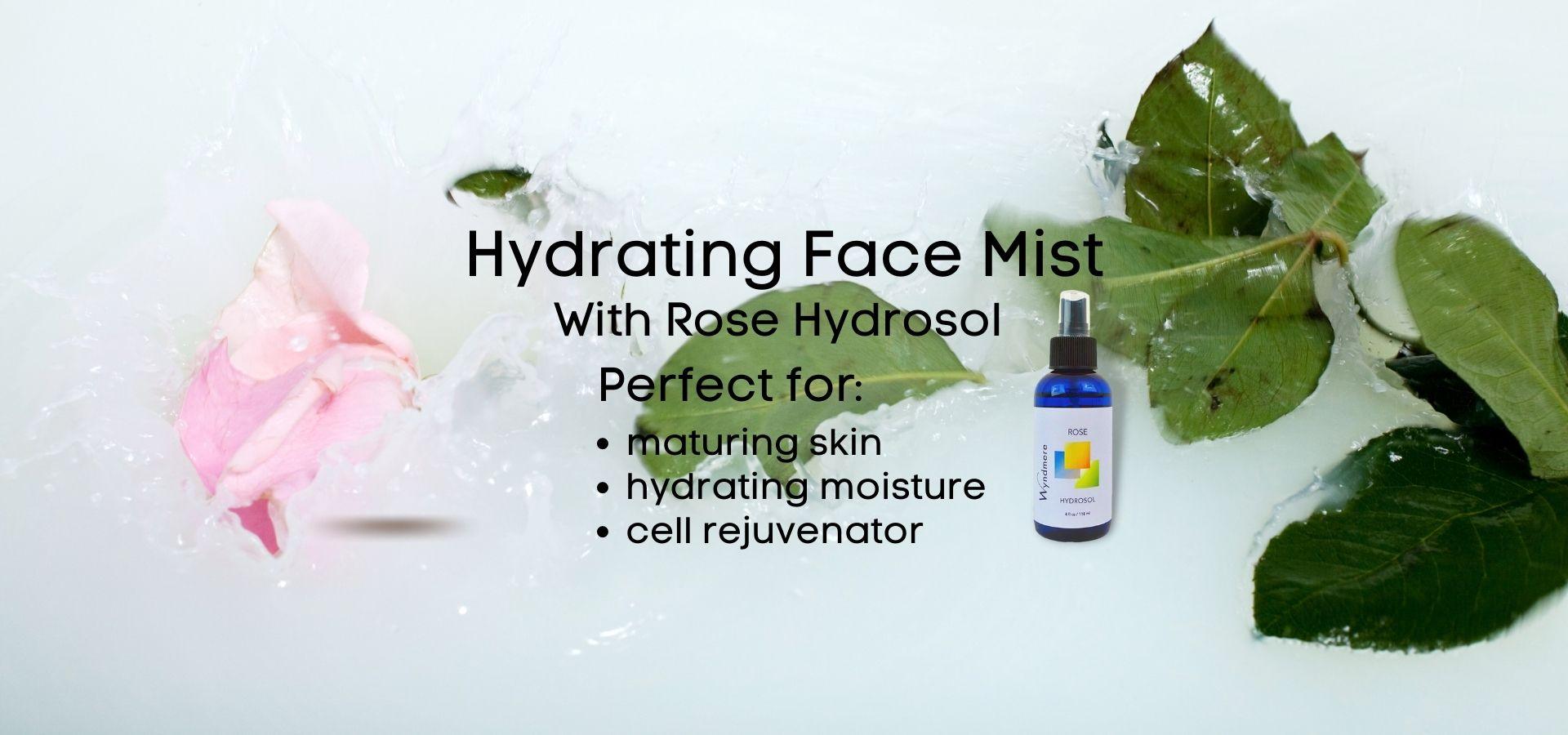 Hydrating face mist recipe with Rose hydrosol, Lavender, and Geranium essential oils