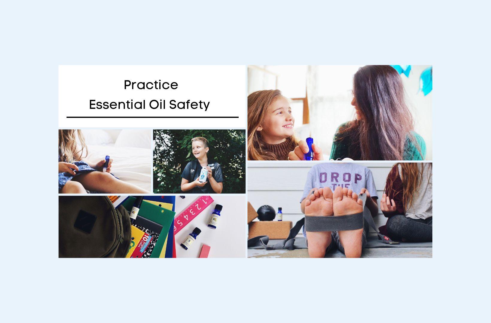 Picture collage of children using essential oils safely - Wyndmere Naturals