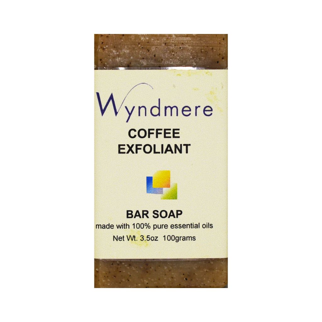 Wyndmere soap bar with coffee exfoliant and relaxing essential oils