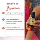Wyndmere Geranium essential oil in a cobalt blue bottle held by a person