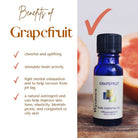 Wyndmere Grapefruit essential oil bottle infographic on a white background