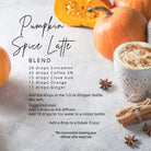 Pumpkin Spice Latte blend recipe with bottle of Clove essential oil