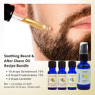 Wyndmere - Soothing Beard After Shave Oil Recipe Bundle with sandalwood, frankincense, and lavender essential oil. Jojoba 1oz.