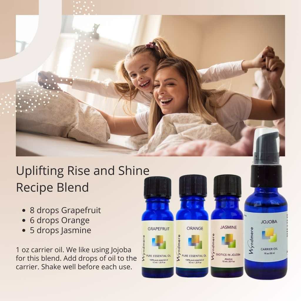 Wyndmere - Uplifting Rise and Shine Recipe Blend. Mother daughter with spearmint, orange, jasmin, and 1oz jojoba.