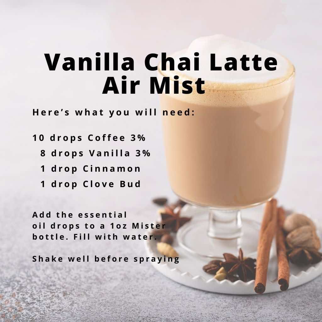 Recipe card for aromatherapy air mist - Vanilla Chai Latte