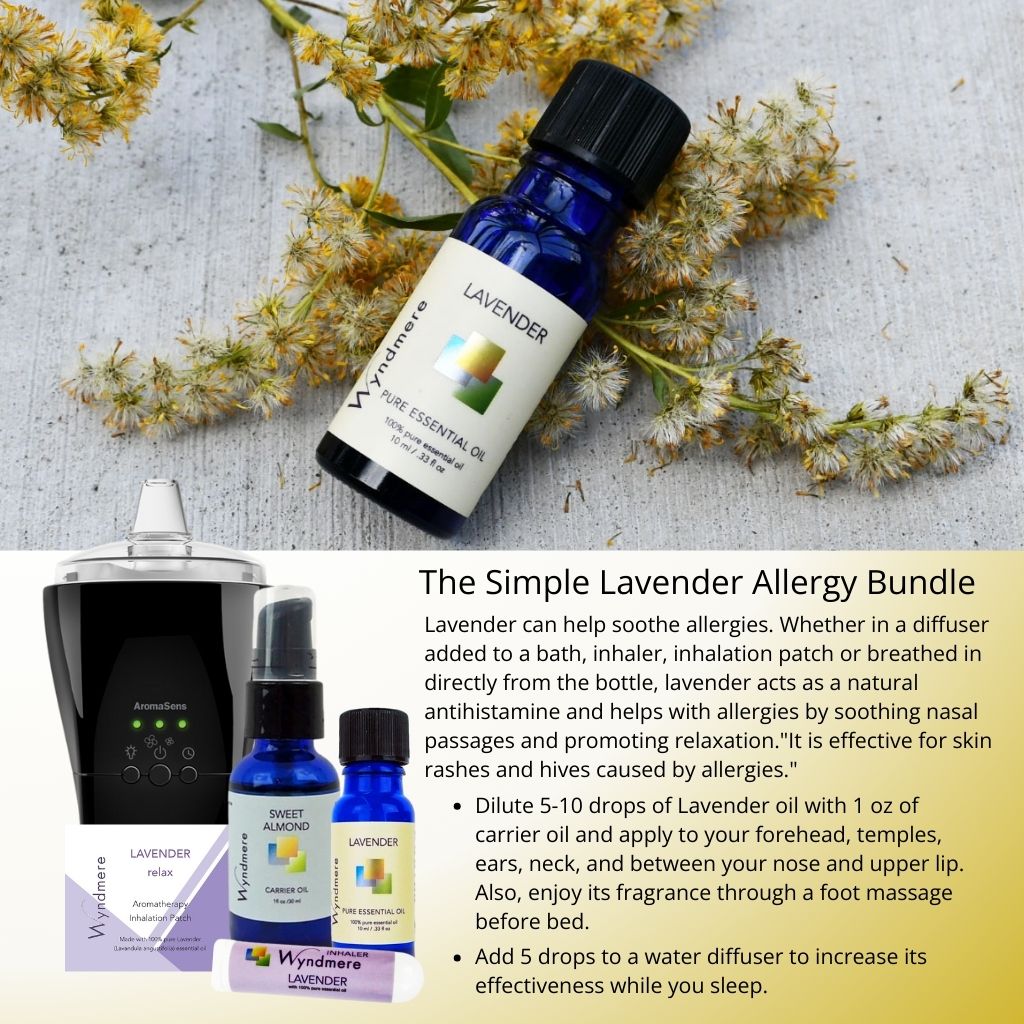 Wyndmere - The_Simple_Lavender_Allergy_Bundle. With AromaSens, Jojoba, oil, inhaler, and patch.