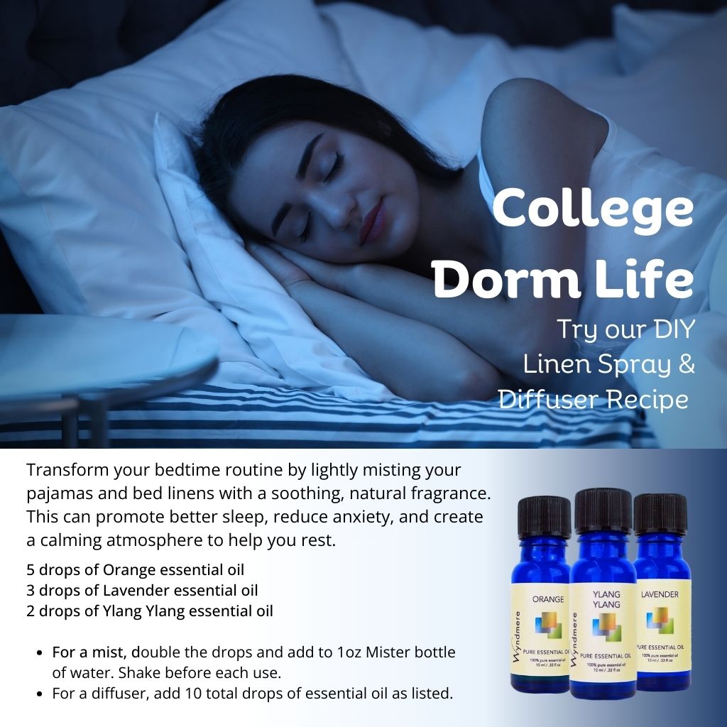 Wyndmere - College Dorm Life Linen Spray & Diffuser Recipe Bundles with Ylang Ylang, Orange, and lavender essential oils