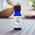 Bottle of Wyndmere Anxiety Release blend used during yoga