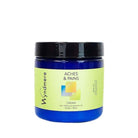 A 4oz cobalt blue jar of Wyndmere Aches & Pains cream