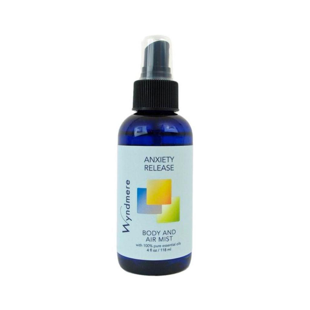 Anxiety Release Body & Air Mist in a 4oz blue bottle. Blend made with the best essential oils to help ease nervous tension.