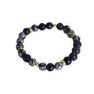black and charcoal gray beaded aromatherapy bracelet with black lava stones