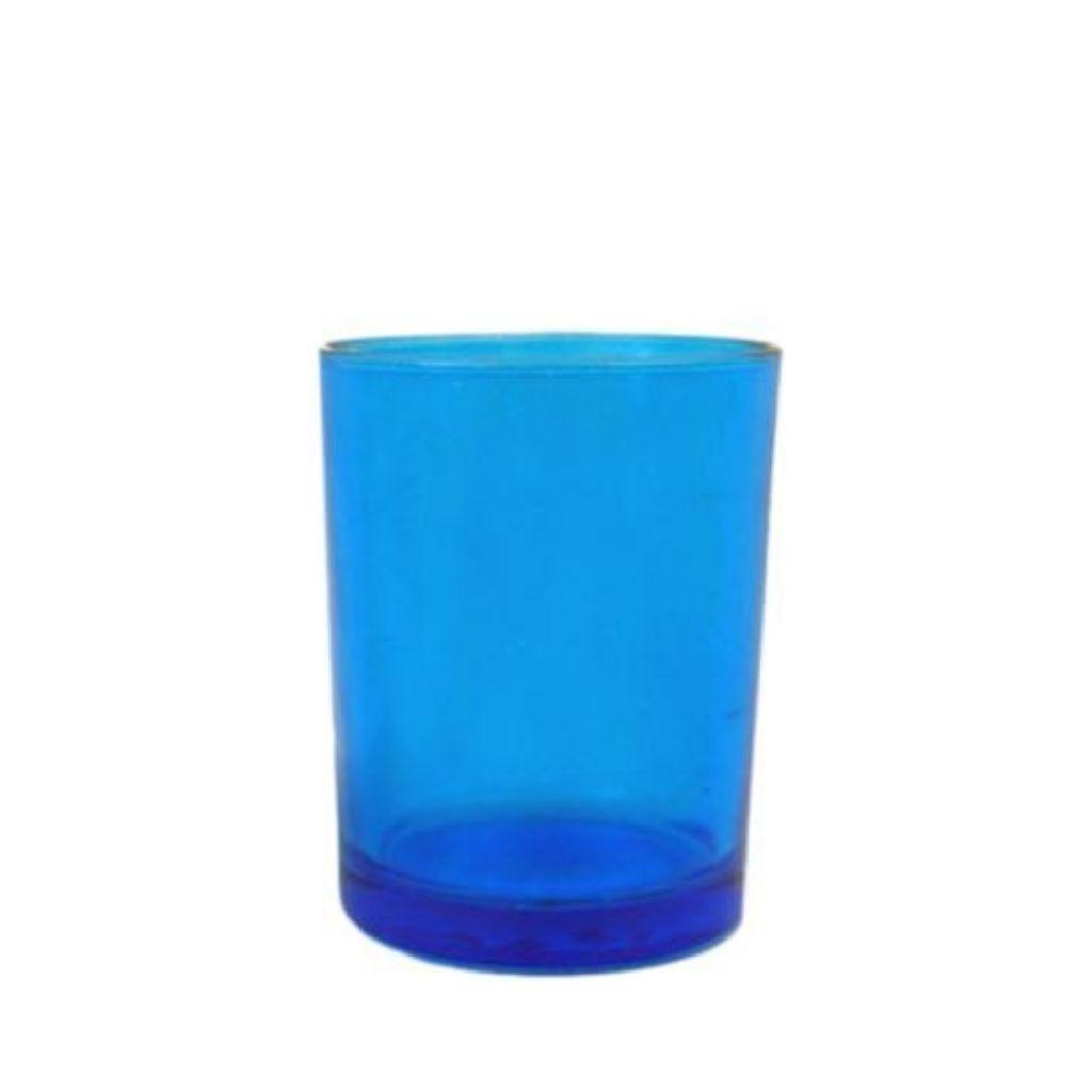 Blue straight walled votive candle holder