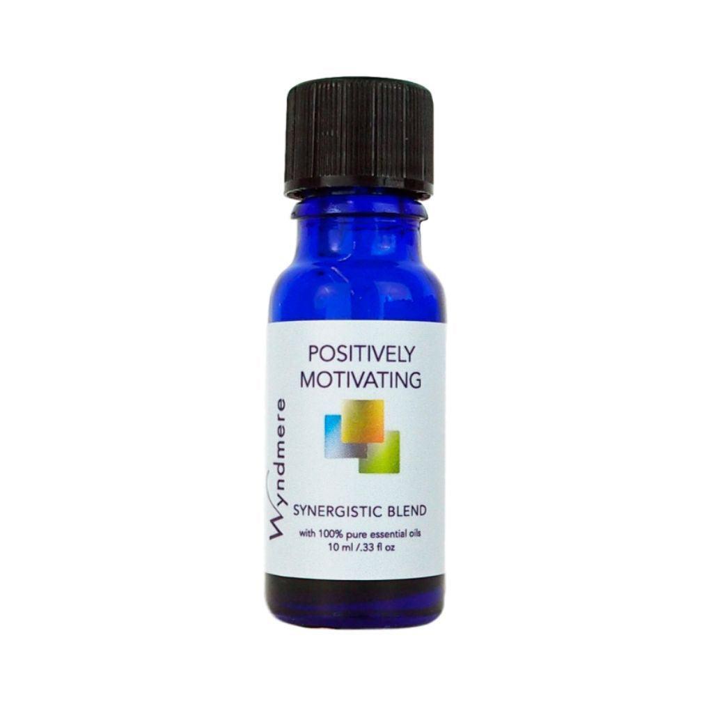 10ml cobalt blue bottle of Positively Motivating blend of essential oils