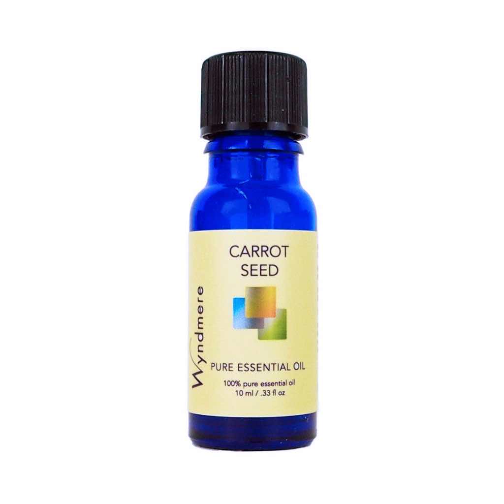 Carrot Seed - 10ml blue bottle of Wyndmere Carrot Seed Essential Oil having a woody, earthy aroma used in skin care