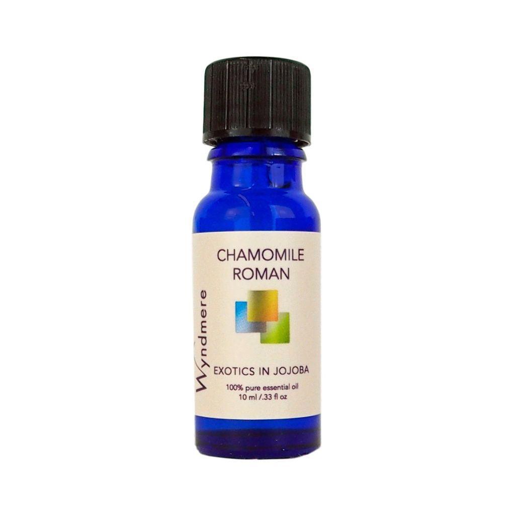 Wyndmere Roman Chamomile Essential Oil diluted in Jojoba in a 10ml cobalt blue bottle