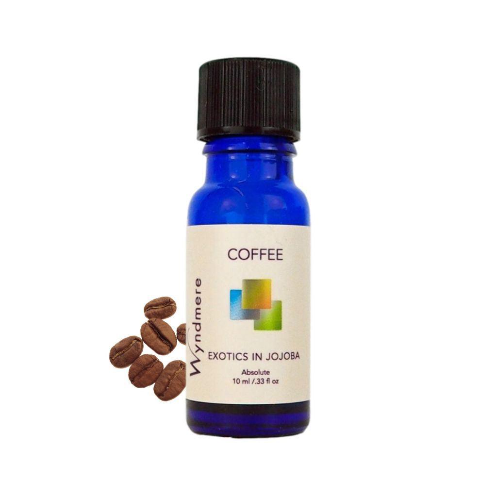 Wyndmere Coffee Oil diluted in Jojoba in a 10ml cobalt blue bottle