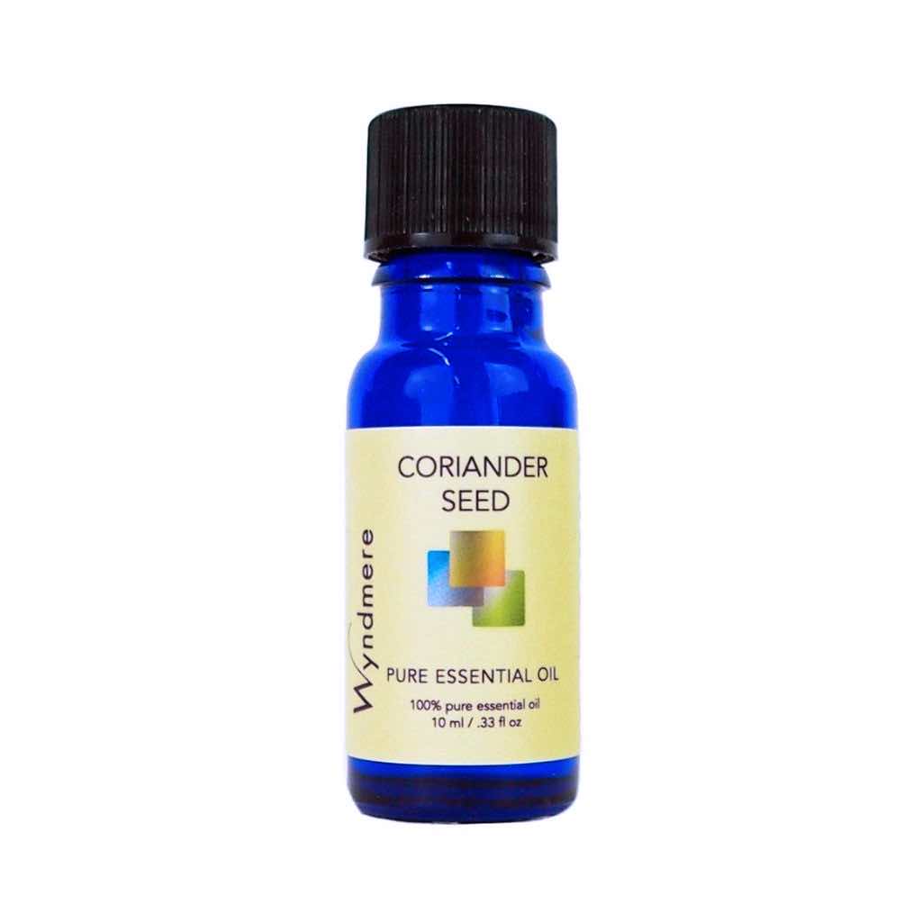 Coriander - 10ml cobalt blue bottle of Wyndmere Coriander Seed Essential Oil warm, spicy, mentally lifting aroma