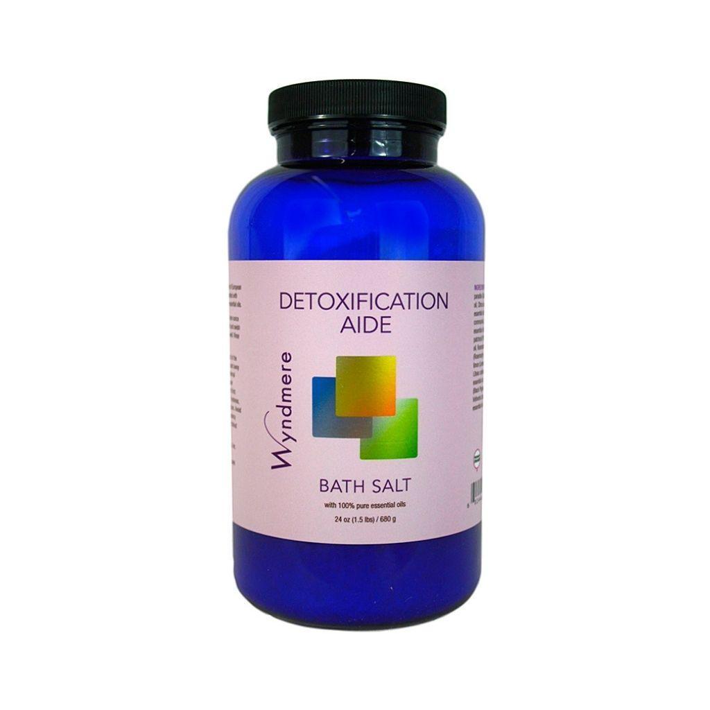 24 ounce cobalt blue bottle of Wyndmere Detoxification Aide Bath Salt