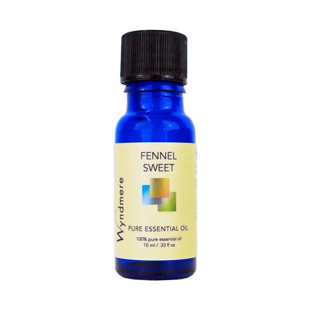 Fennel - 10ml cobalt blue bottle of Wyndmere Sweet Fennel Essential Oil having a sweet, licorice scent