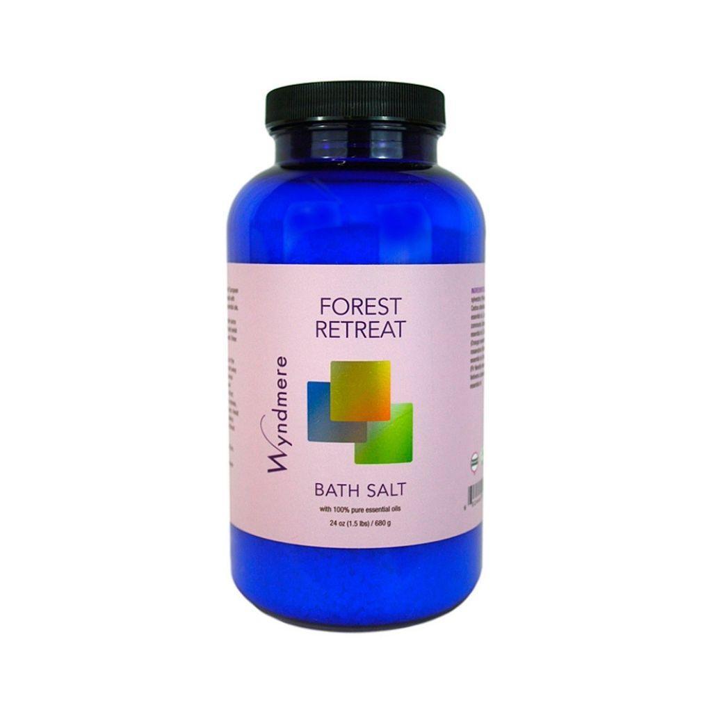 24 ounce cobalt blue bottle of Wyndmere Forest Retreat Bath Salt