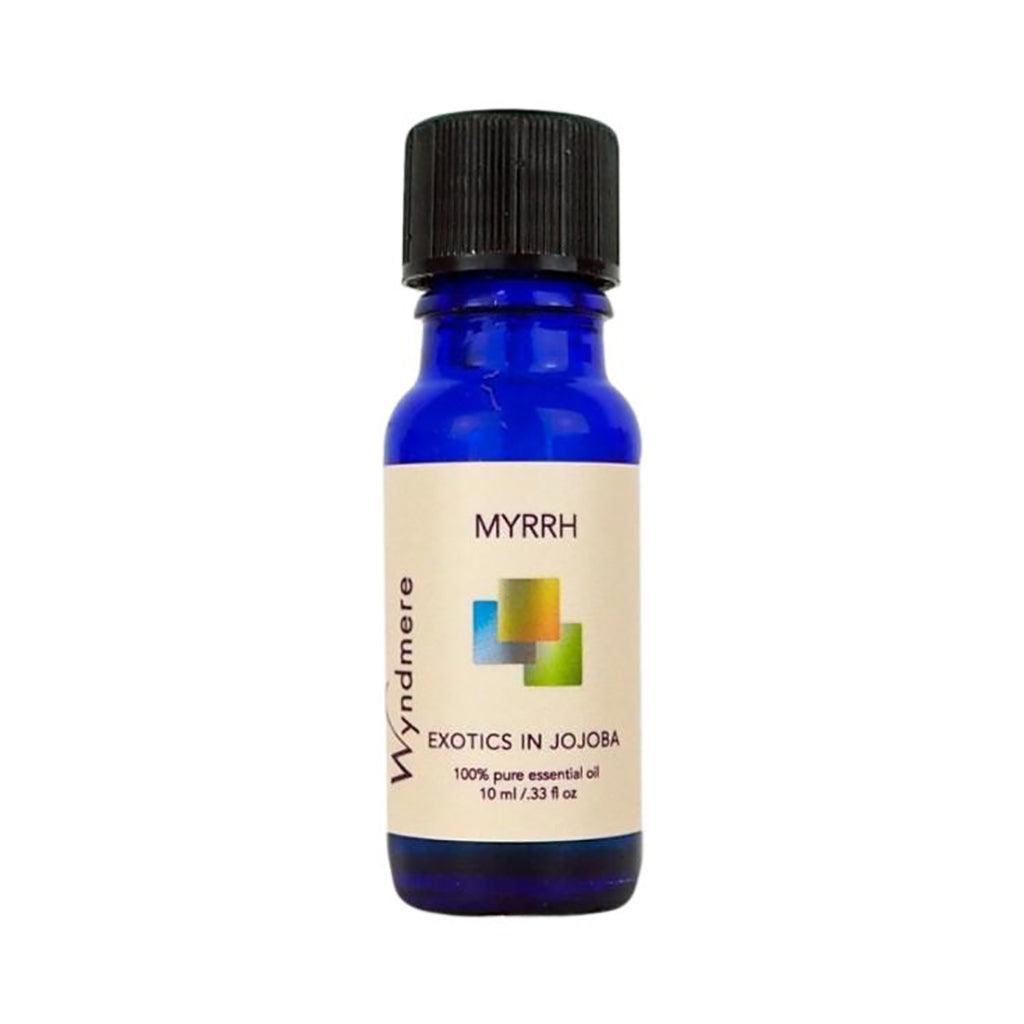 Wyndmere Myrrh Essential Oil diluted in Jojoba in a 10ml cobalt blue bottle