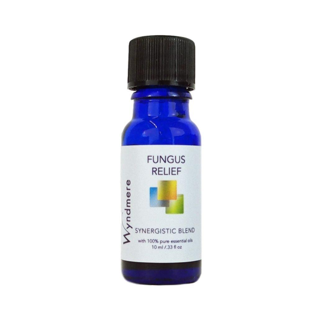 Fungus Relief essential oil blend in a 10ml cobalt blue bottle to help the body naturally