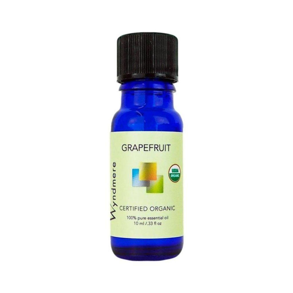 Grapefruit - 10ml blue bottle of Wyndmere Certified Organic Grapefruit Essential Oil with an uplifting citrus scent that boosts confidence