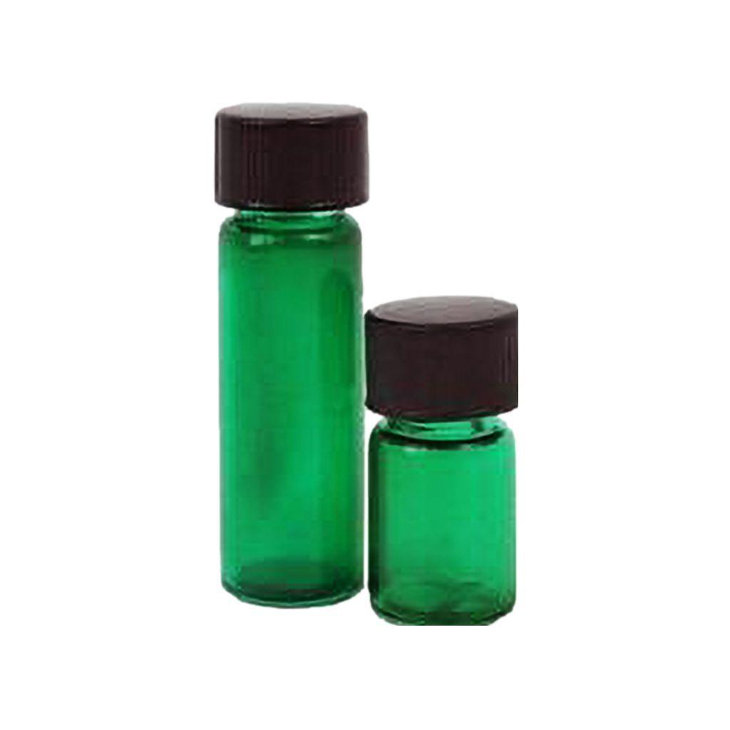 Green 1 dram and 5/8 dram glass vials with black cap and insert