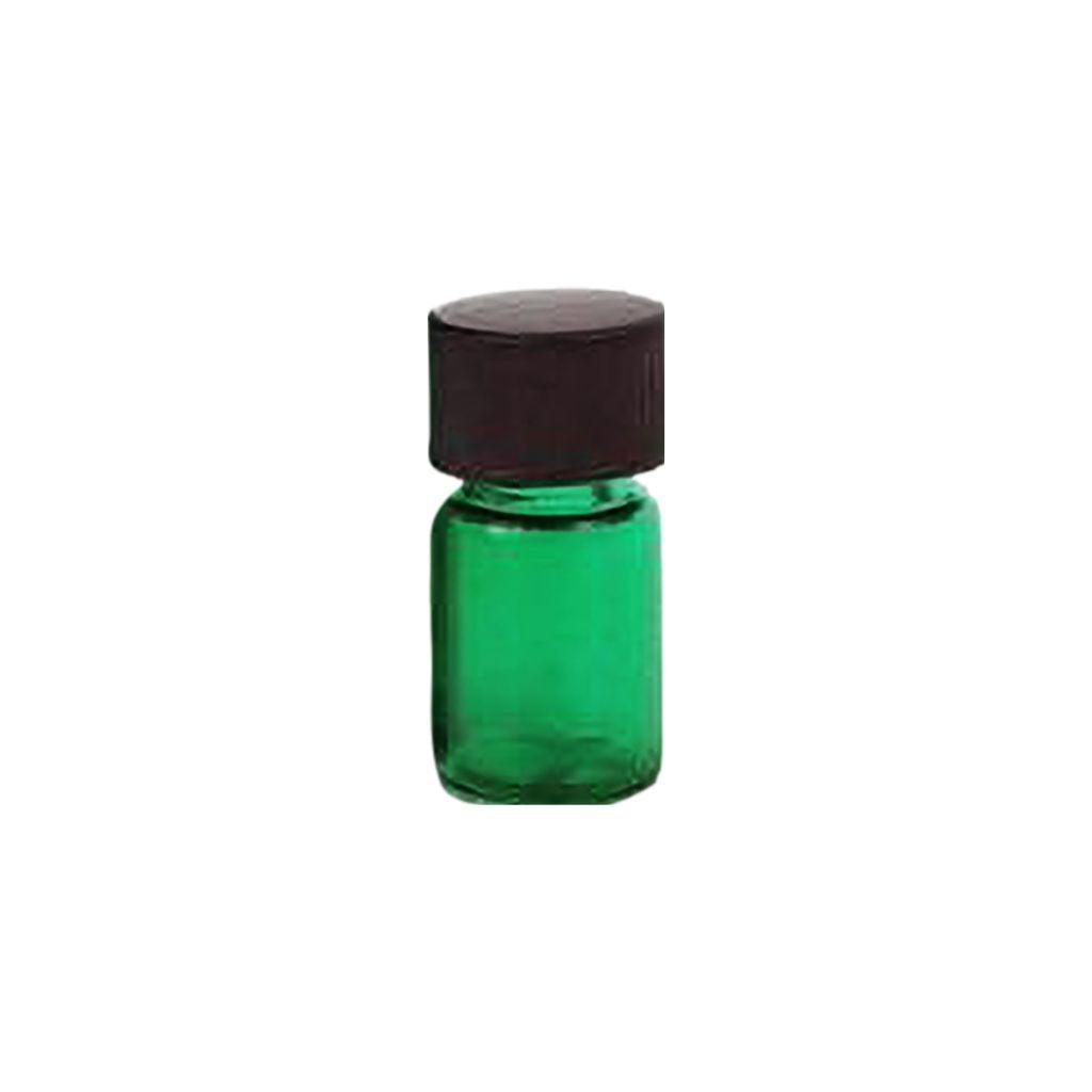 Green glass 5/8 dram vial with cap and insert