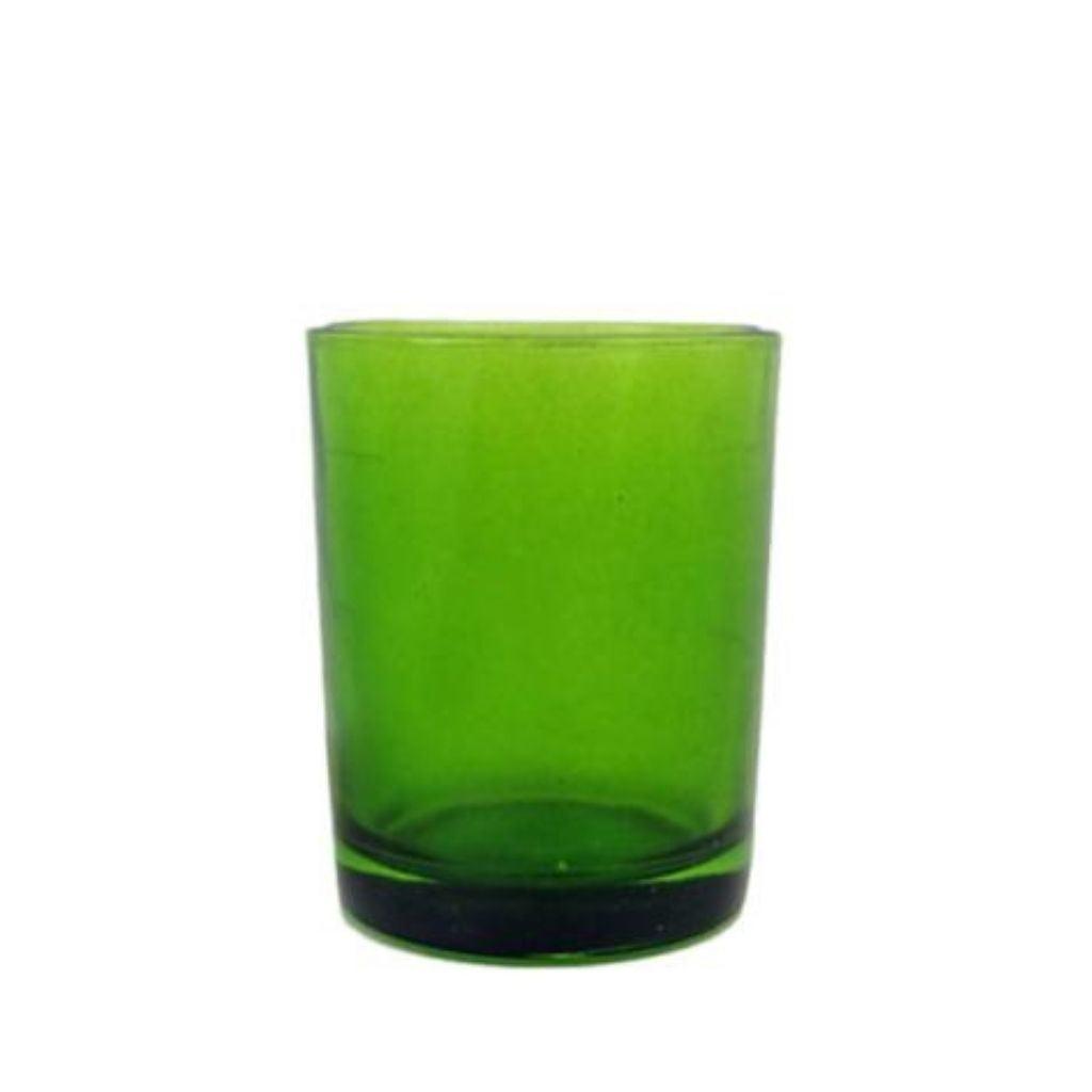 Green straight walled votive candle holder