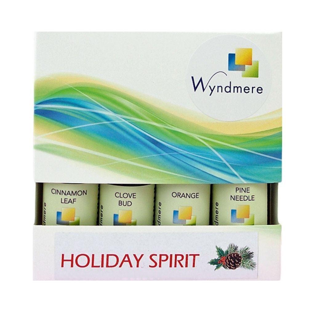 Decorative box of 4 popular seasonal essential oils that bring on the cheer 