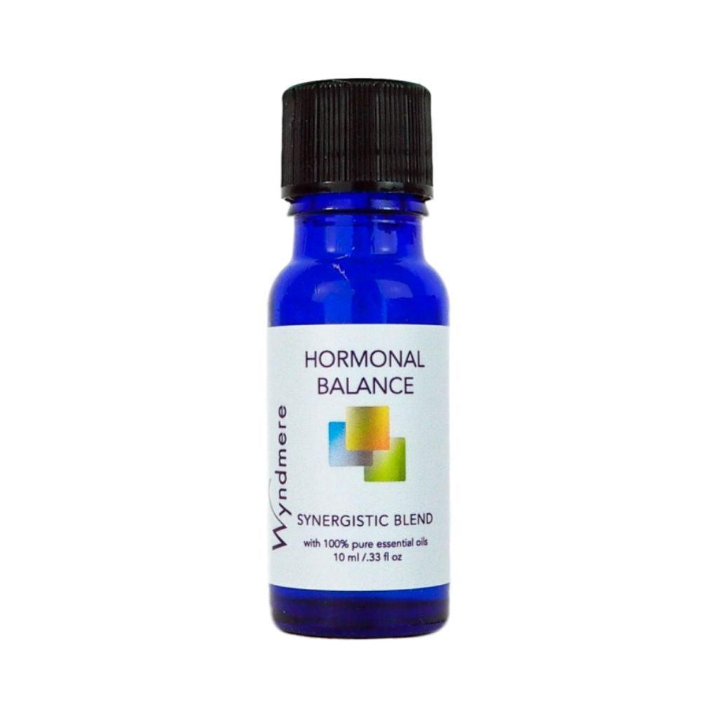 Wyndmere Hormonal Balance essential oil blend in a 10ml cobalt blue bottle