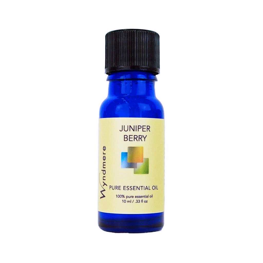 Juniper Berry - 10ml cobalt blue bottle of Wyndmere Juniper Berry Essential Oil that has a woody, energizing aroma