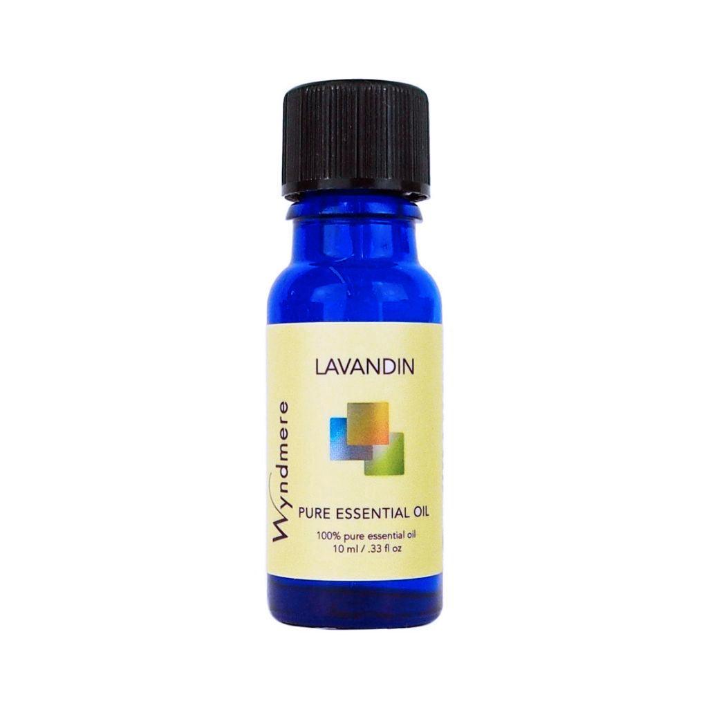 Lavandin - 10ml cobalt blue bottle of Wyndmere Lavandin Essential Oil that has a floral, calming aroma