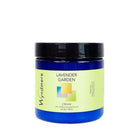 A 4oz cobalt blue jar of Wyndmere Lavender Garden moisturizing cream
