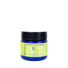 A 1oz cobalt blue jar of Wyndmere Lavender Garden moisturizing cream made with virgin coconut oil