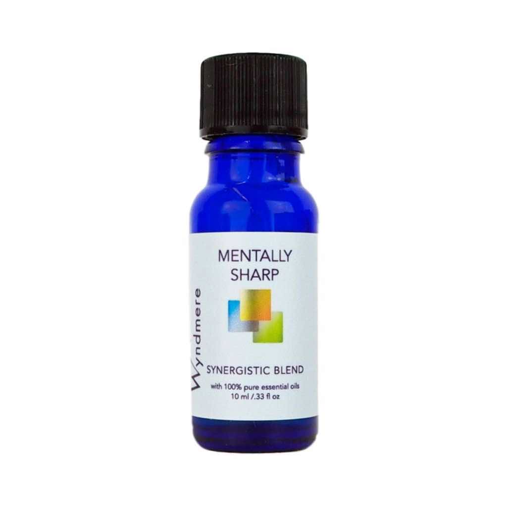 Wyndmere Mentally Sharp essential oil blend in a 10ml cobalt blue bottle