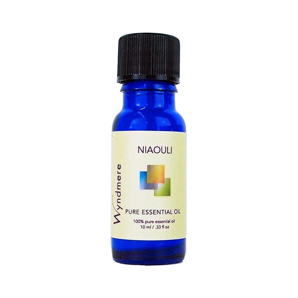 Niaouli - 10ml cobalt blue bottle of Wyndmere Niaouli Essential Oil that has a camphorous, reviving aroma