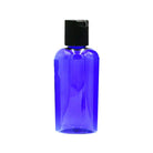 2 oz. cobalt blue plastic oval shaped bottle with dispenser pop-up top.