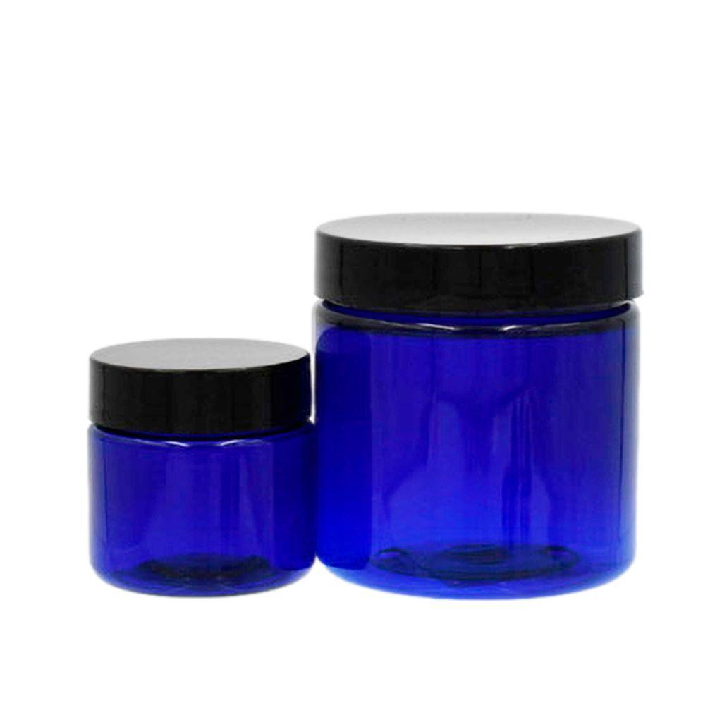Grouping of plastic (PET) jars available in 1oz and 4oz sizes